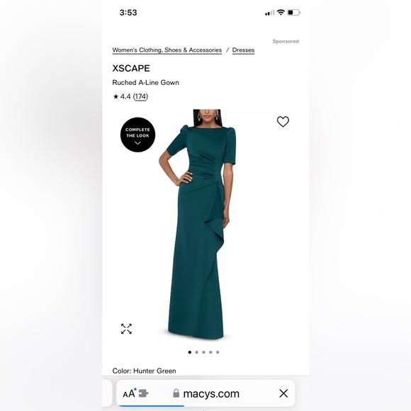 Hunter Green Gown - Picture 1 of 4